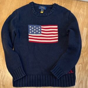 Polo by Ralph Lauren Dark Blue Sweater with Flag Design